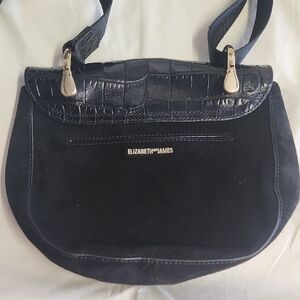 Elizabeth and James Black Crossbody Bag with Croc-Embossed Texture